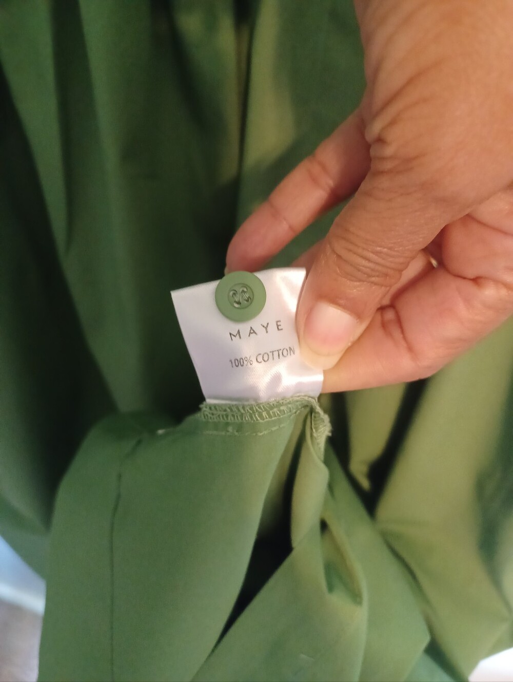 Maye HARPER Midi Shirtdress - Apple Green Color; 100% Cotton; Size S - Picture 4 of 5